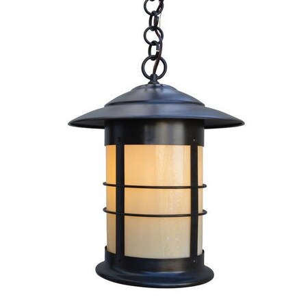 Arroyo Craftsman 14" Newport Pendant, Pewter, Clear Seedy Glass NH-14CS-P